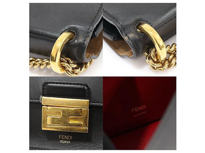Fendi Kan Small Shoulder Bag in Black Calfskin Nero - vista 7