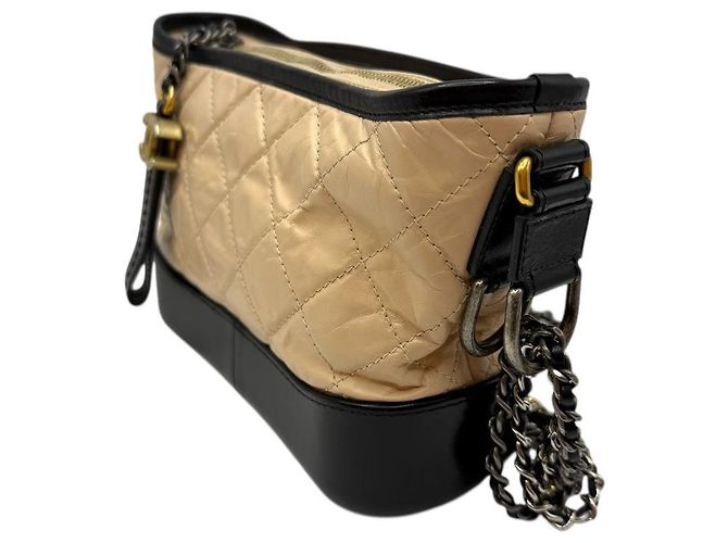 Chanel Bolsa de ombro hobo Gabrielle pequena corrente bege Marrom - vista 3