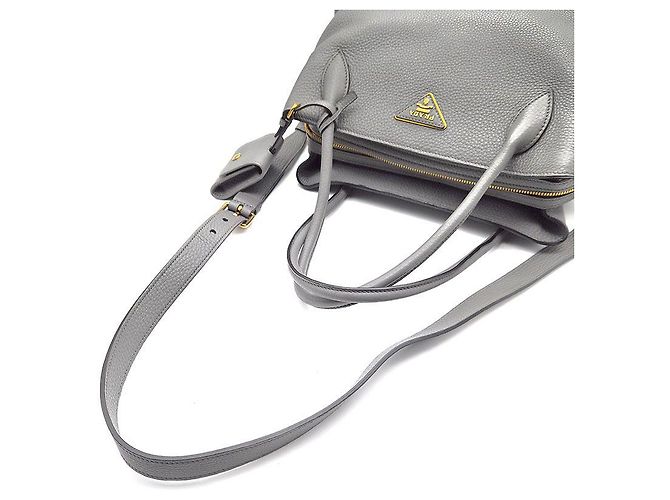 Prada Borsa Tote e Borsa a Spalla in Vitello Daino Marrone - vista 5