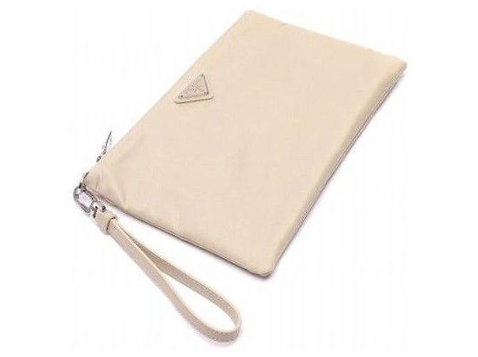 Prada Clutch Desert in nylon Bianco - vista 4