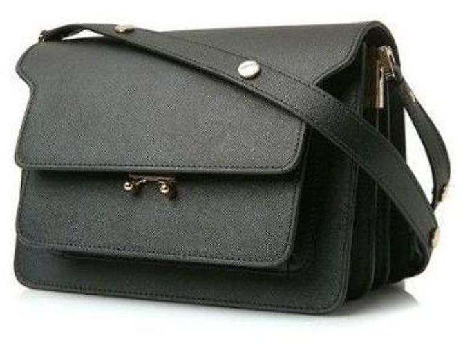 Marni Borsa Trunk Saffiano Media Nero - vista 3