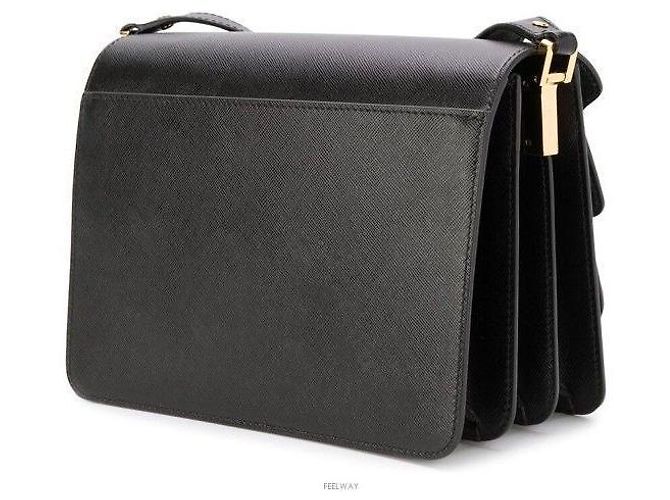 Marni Borsa Trunk Saffiano Media Nero - vista 4