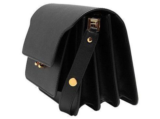 Marni Borsa Trunk Saffiano Media Nero - vista 5
