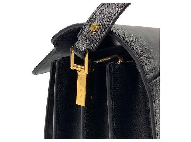 Marni Borsa Trunk Saffiano Media Nero - vista 9