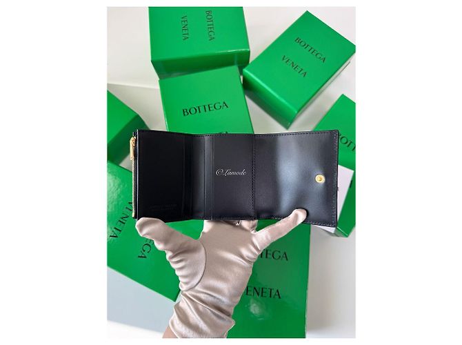 Portafoglio con zip tri-fold Bottega Veneta nero - vista 2