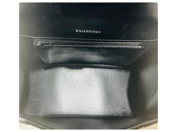 Balenciaga Crocodile Embossed Hourglass Small Top Black Tote Bag - vista 7