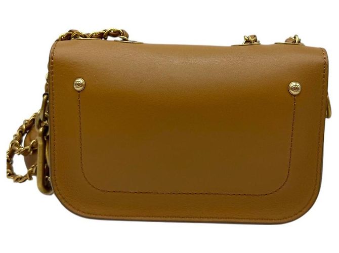 Chanel Portamonete con patta e logo CC, borsa a spalla con catena, marrone - vista 4