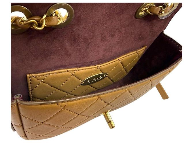 Chanel Portamonete con patta e logo CC, borsa a spalla con catena, marrone - vista 8