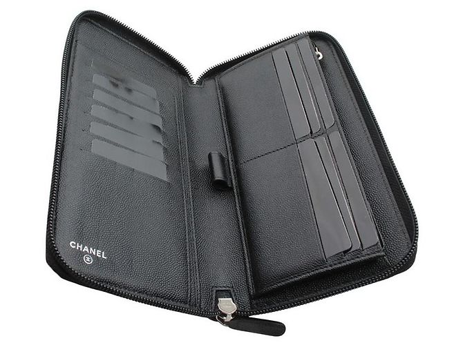 Chanel Portafoglio Longo Zippy Organizer in Caviar Nero e CC Argento - vista 3