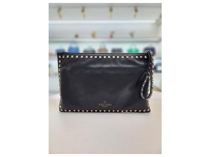 Valentino Clutch Garavani Rockstud Grande Nero - vista 8