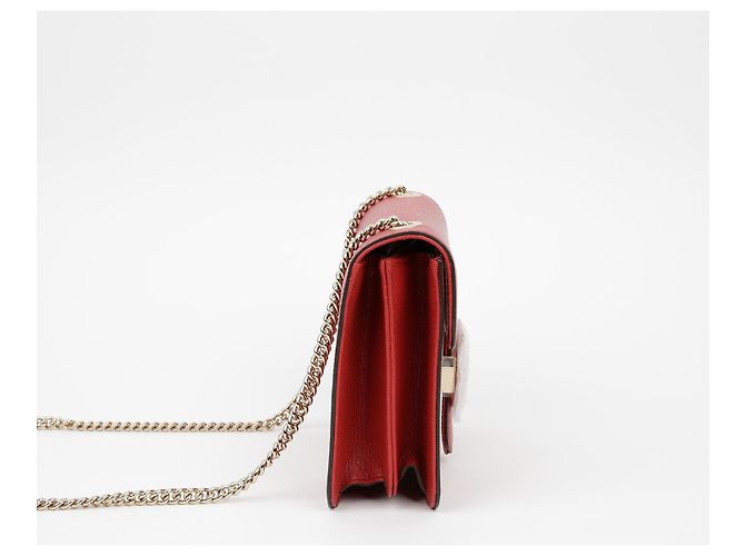 Gucci Borsa a tracolla con catena intrecciata Rosso - vista 4