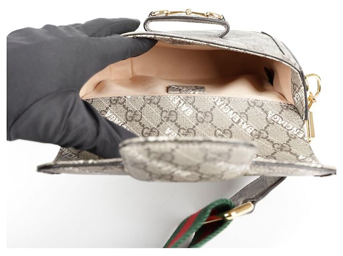 Gucci Mini borsa a tracolla incrociata Horsebit Hacker Project Marrone - vista 9