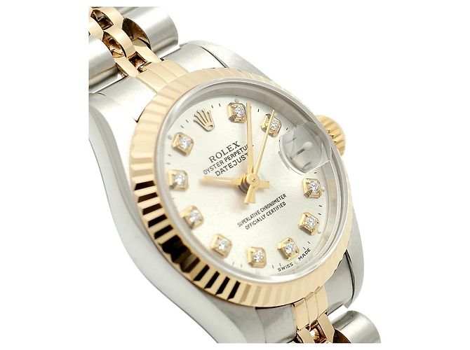 Rolex Reloj Combi Dama Datejust Esfera Plateada Después de Ajuste Diamante Plata - vista 11