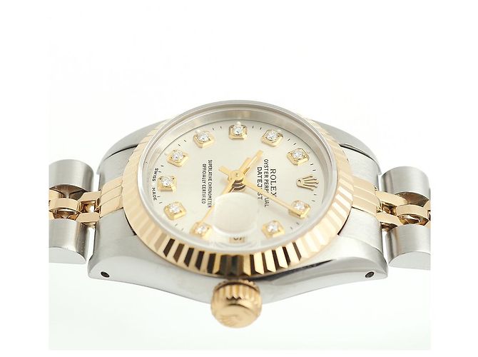 Rolex Reloj Combi Dama Datejust Esfera Plateada Después de Ajuste Diamante Plata - vista 12