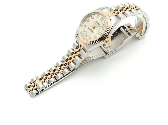 Rolex Reloj Combi Dama Datejust Esfera Plateada Después de Ajuste Diamante Plata - vista 14