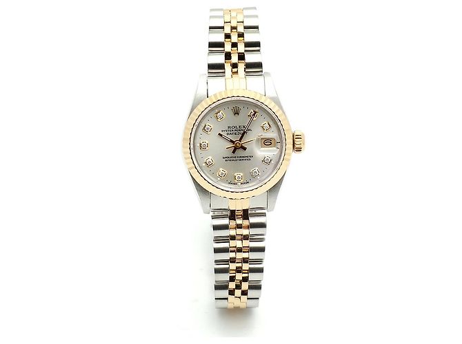 Rolex Reloj Combi Dama Datejust Esfera Plateada Después de Ajuste Diamante Plata - vista 16