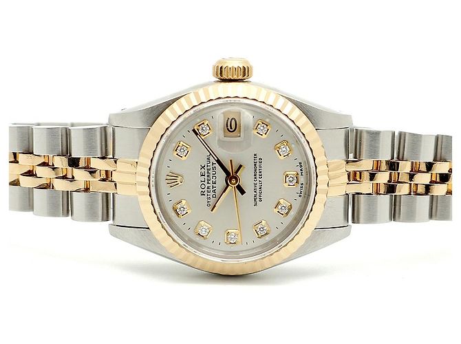 Rolex Reloj Combi Dama Datejust Esfera Plateada Después de Ajuste Diamante Plata - vista 18
