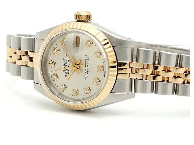 Rolex Reloj Combi Dama Datejust Esfera Plateada Después de Ajuste Diamante Plata - vista 20