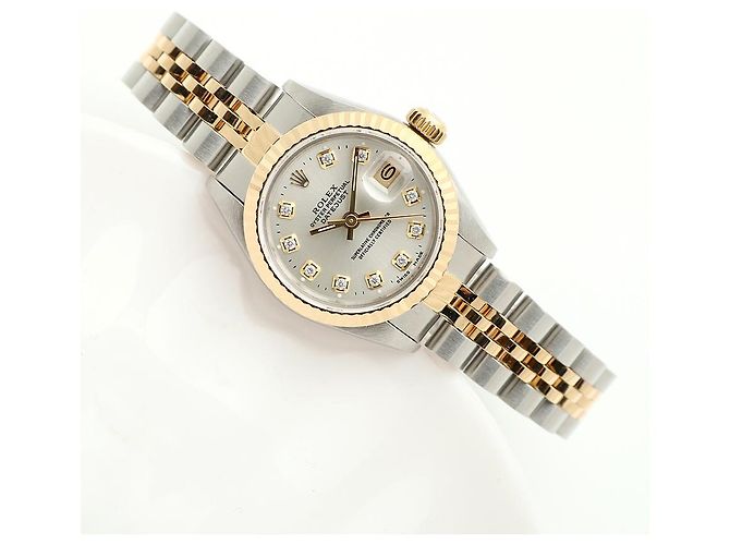 Rolex Reloj Combi Dama Datejust Esfera Plateada Después de Ajuste Diamante Plata - vista 21