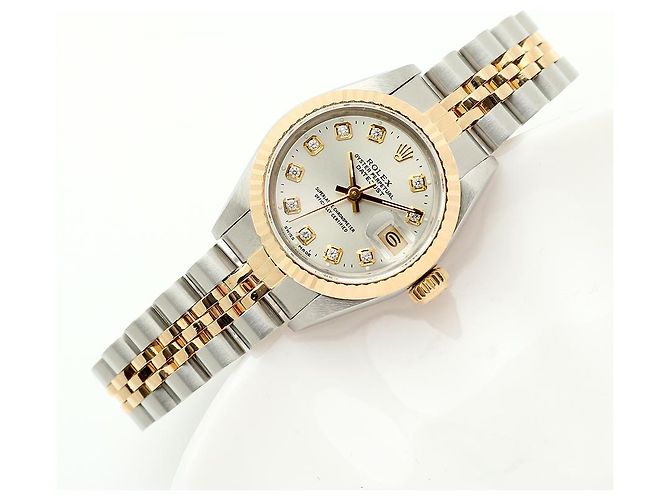 Rolex Reloj Combi Dama Datejust Esfera Plateada Después de Ajuste Diamante Plata - vista 22