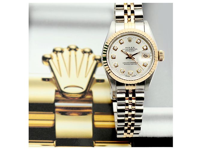 Rolex Reloj Combi Dama Datejust Esfera Plateada Después de Ajuste Diamante Plata - vista 24