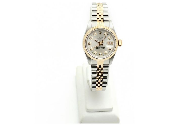 Rolex Reloj Combi Dama Datejust Esfera Plateada Después de Ajuste Diamante Plata - vista 3