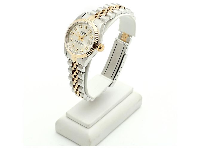 Rolex Reloj Combi Dama Datejust Esfera Plateada Después de Ajuste Diamante Plata - vista 4