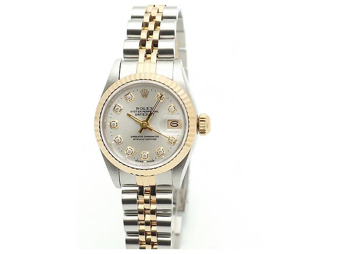 Rolex Reloj Combi Dama Datejust Esfera Plateada Después de Ajuste Diamante Plata - vista 8
