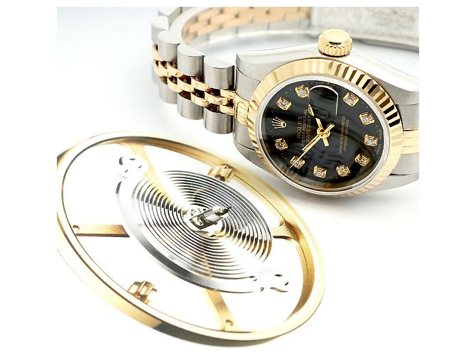 Rolex Relógio Combi Feminino Datejust com Mostrador Preto e Diamantes Após Ajuste - vista 21