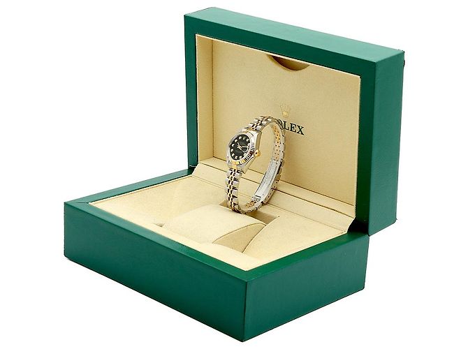 Rolex Relógio Combi Feminino Datejust com Mostrador Preto e Diamantes Após Ajuste - vista 23