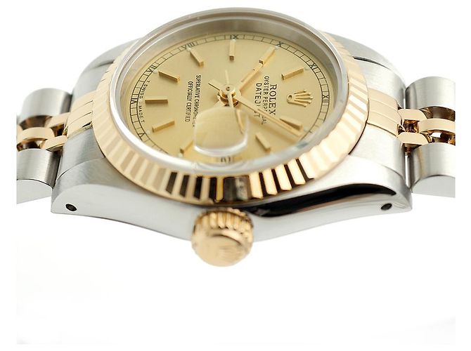 Rolex Datejust Damenuhr, Kombination Champagnergold mit Stabindex Golden - Ansicht 10