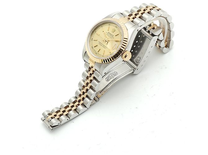 Rolex Datejust Damenuhr, Kombination Champagnergold mit Stabindex Golden - Ansicht 12