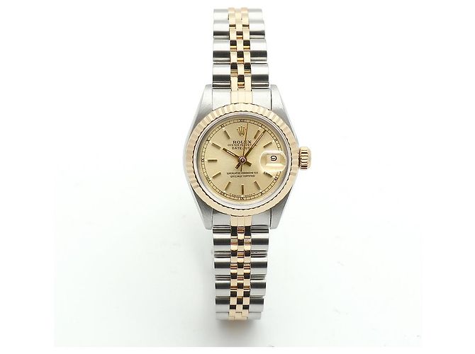 Rolex Datejust Damenuhr, Kombination Champagnergold mit Stabindex Golden - Ansicht 13