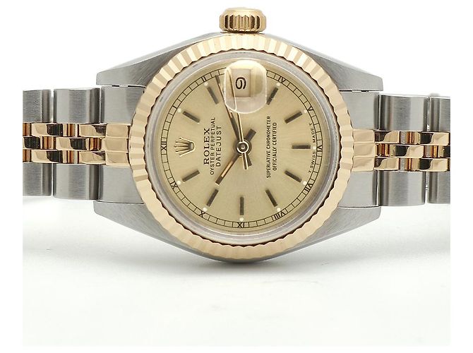 Rolex Datejust Damenuhr, Kombination Champagnergold mit Stabindex Golden - Ansicht 14
