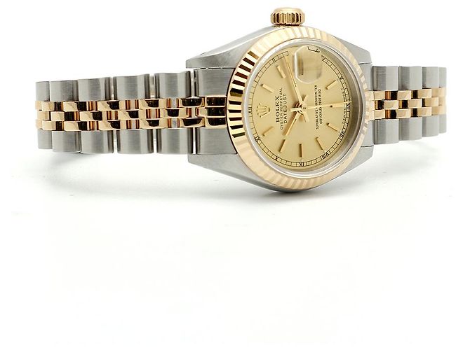 Rolex Datejust Damenuhr, Kombination Champagnergold mit Stabindex Golden - Ansicht 15
