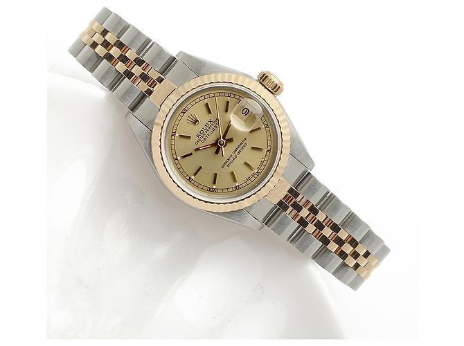 Rolex Datejust Damenuhr, Kombination Champagnergold mit Stabindex Golden - Ansicht 17