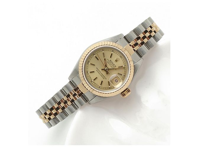 Rolex Datejust Damenuhr, Kombination Champagnergold mit Stabindex Golden - Ansicht 18