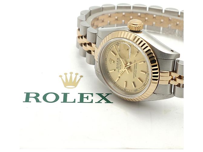 Rolex Datejust Damenuhr, Kombination Champagnergold mit Stabindex Golden - Ansicht 19