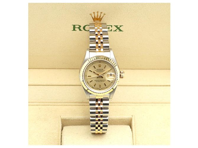 Rolex Datejust Damenuhr, Kombination Champagnergold mit Stabindex Golden - Ansicht 2
