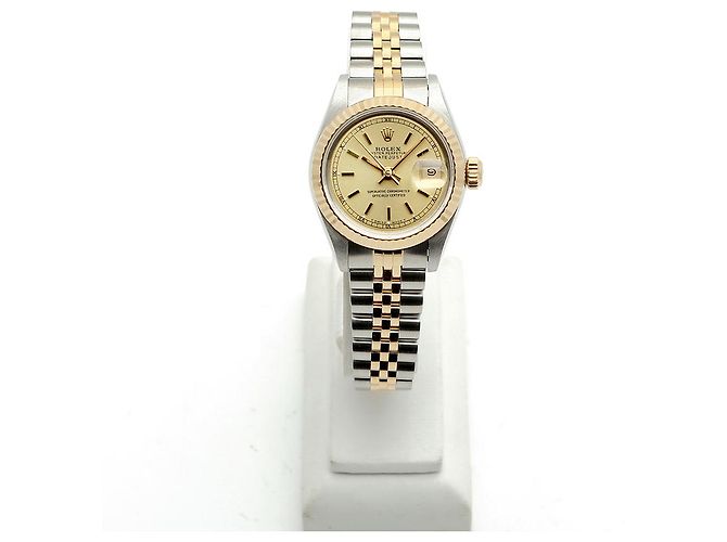 Rolex Datejust Damenuhr, Kombination Champagnergold mit Stabindex Golden - Ansicht 3
