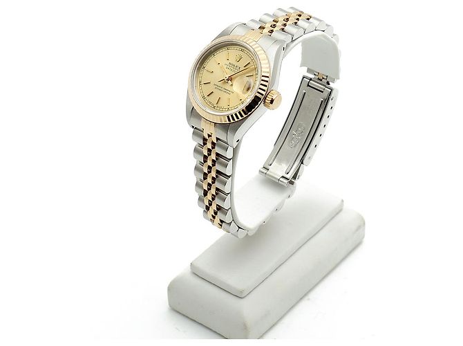 Rolex Datejust Damenuhr, Kombination Champagnergold mit Stabindex Golden - Ansicht 4