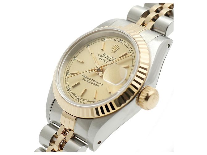 Rolex Datejust Damenuhr, Kombination Champagnergold mit Stabindex Golden - Ansicht 8