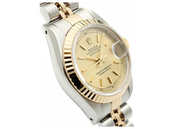 Rolex Datejust Damenuhr, Kombination Champagnergold mit Stabindex Golden - Ansicht 9