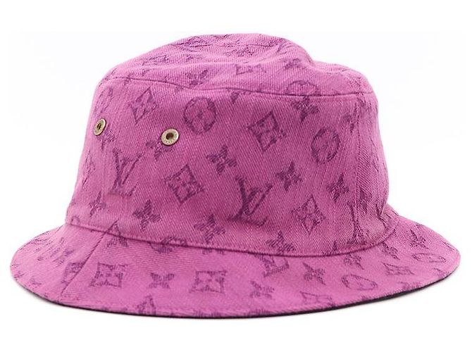 Louis Vuitton Bucket Hat aus lila Denim mit Monogramm - Mittel - Ansicht 3