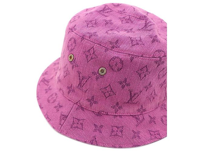 Louis Vuitton Bucket Hat aus lila Denim mit Monogramm - Mittel - Ansicht 4