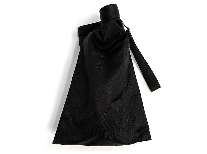 Bottega Veneta Pochette Clutch in Nylon Jacquard con Tracolla Nero - vista 4