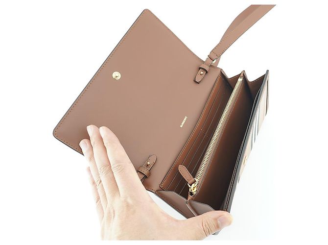 Burberry Borsa a tracolla a righe in pelle per donne Marrone - vista 12