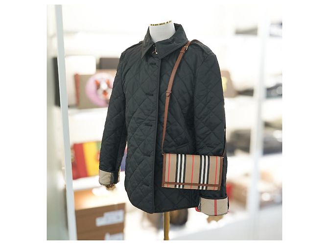 Burberry Borsa a tracolla a righe in pelle per donne Marrone - vista 19