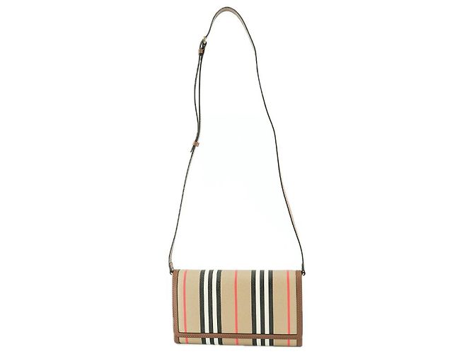 Burberry Borsa a tracolla a righe in pelle per donne Marrone - vista 2