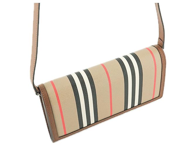 Burberry Borsa a tracolla a righe in pelle per donne Marrone - vista 4